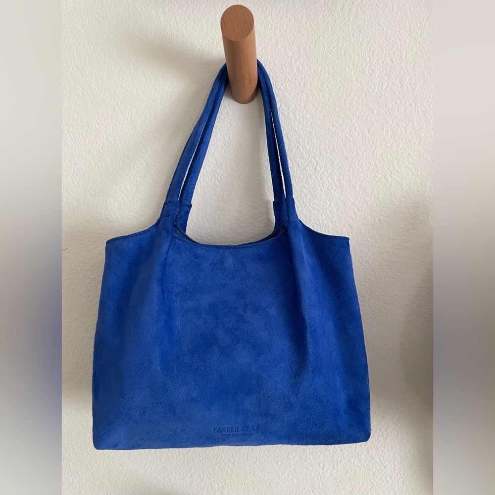Cobalt Blue Suede Mini Tote Bag